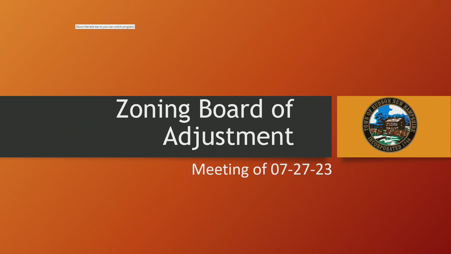 Navigate to Zoning Board of Adjustment Meeting of 07-27-23
