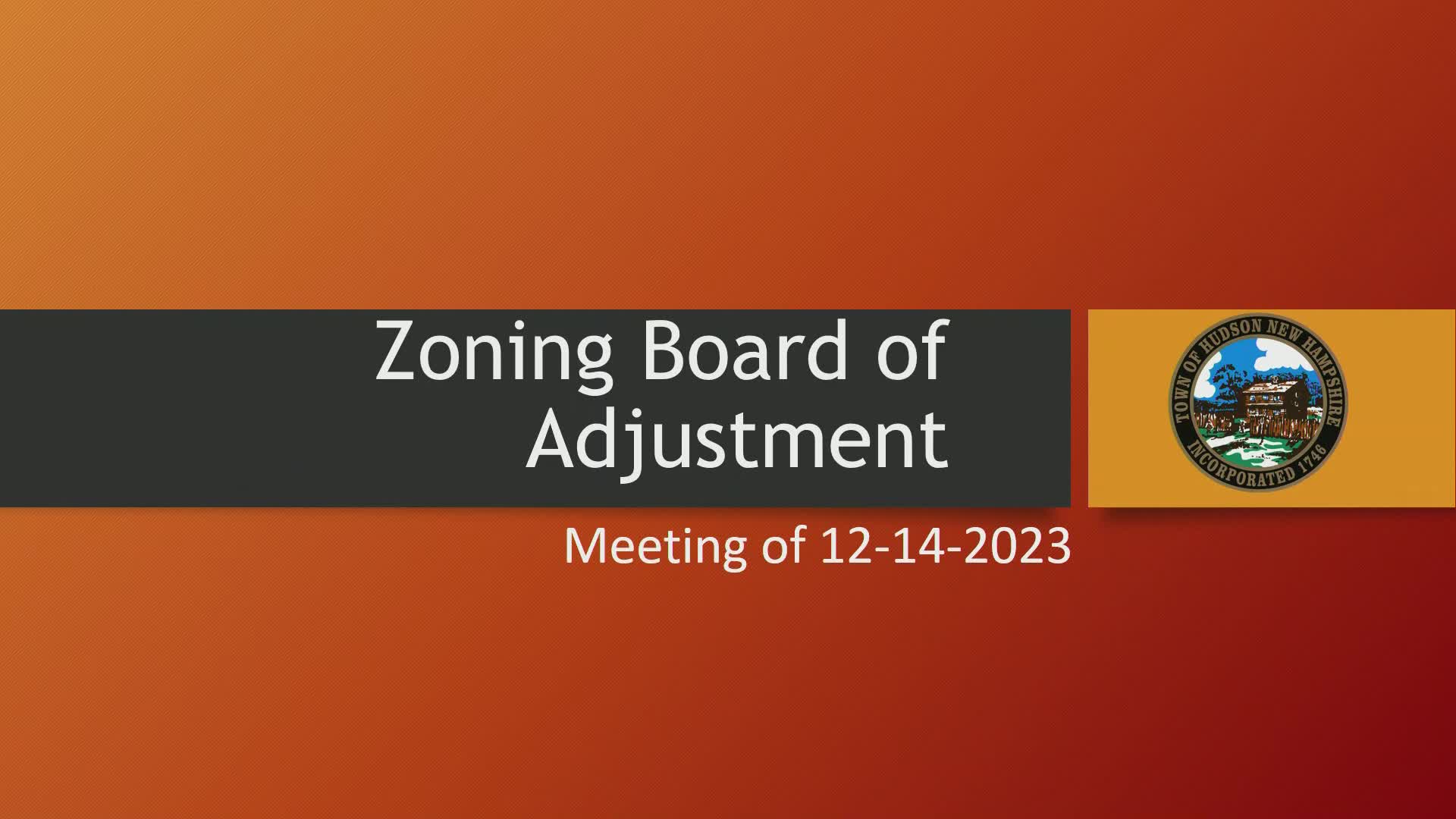 Navigate to Zoning Board Meeting of 12-14-23