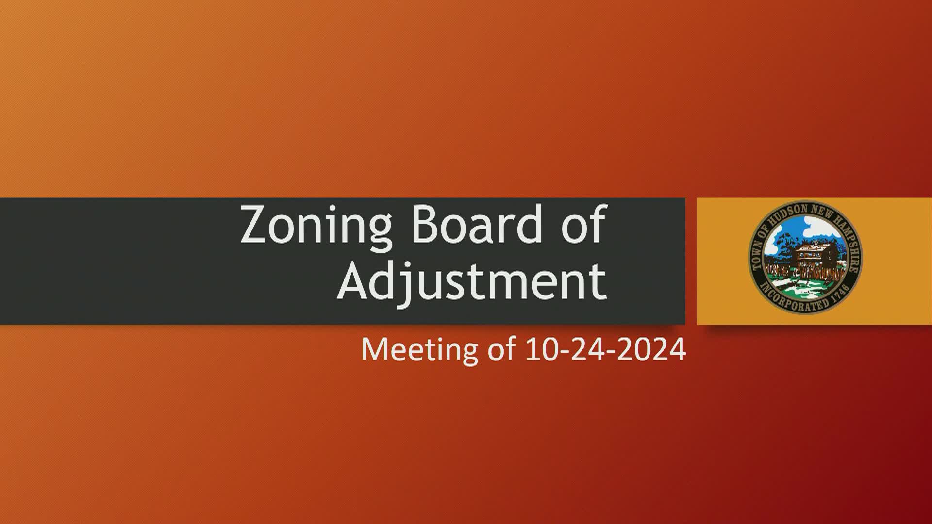 Navigate to Zoning Board Meeting of 10/24/2024