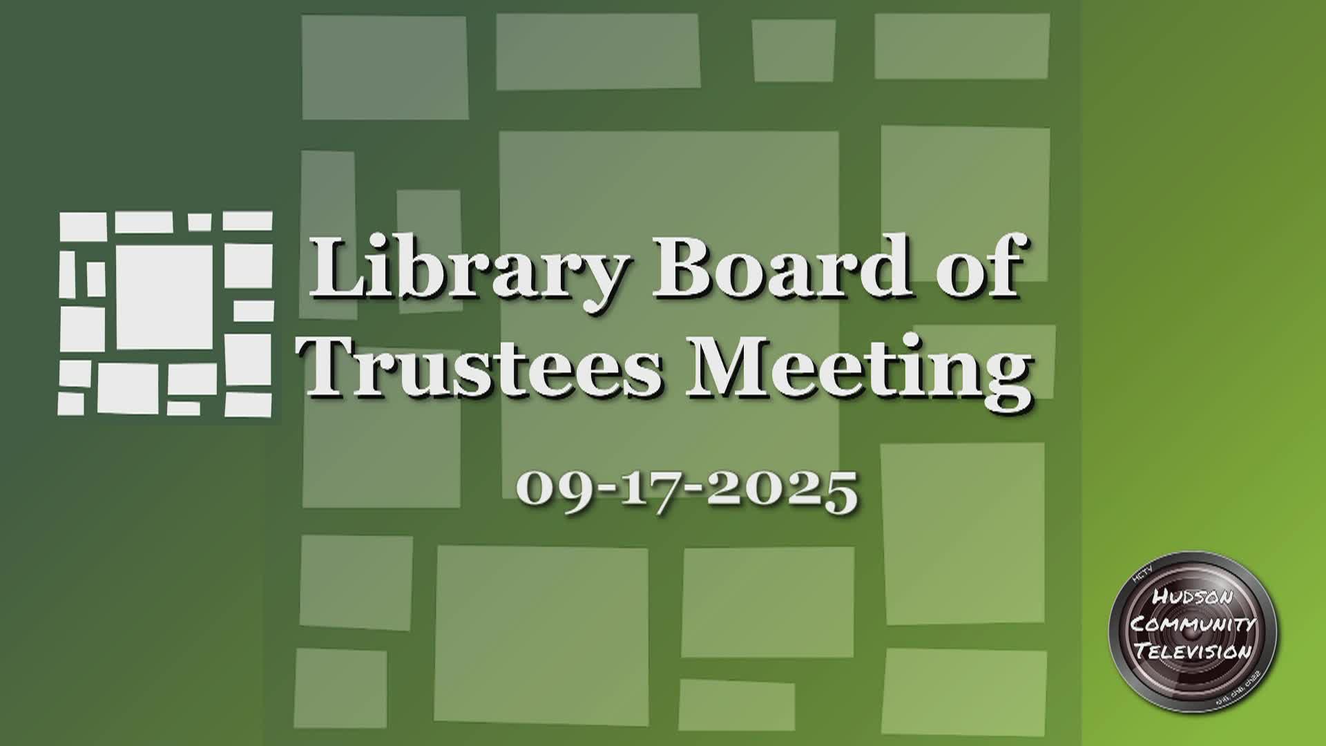 Library Trustees Meeting of 09-17-25