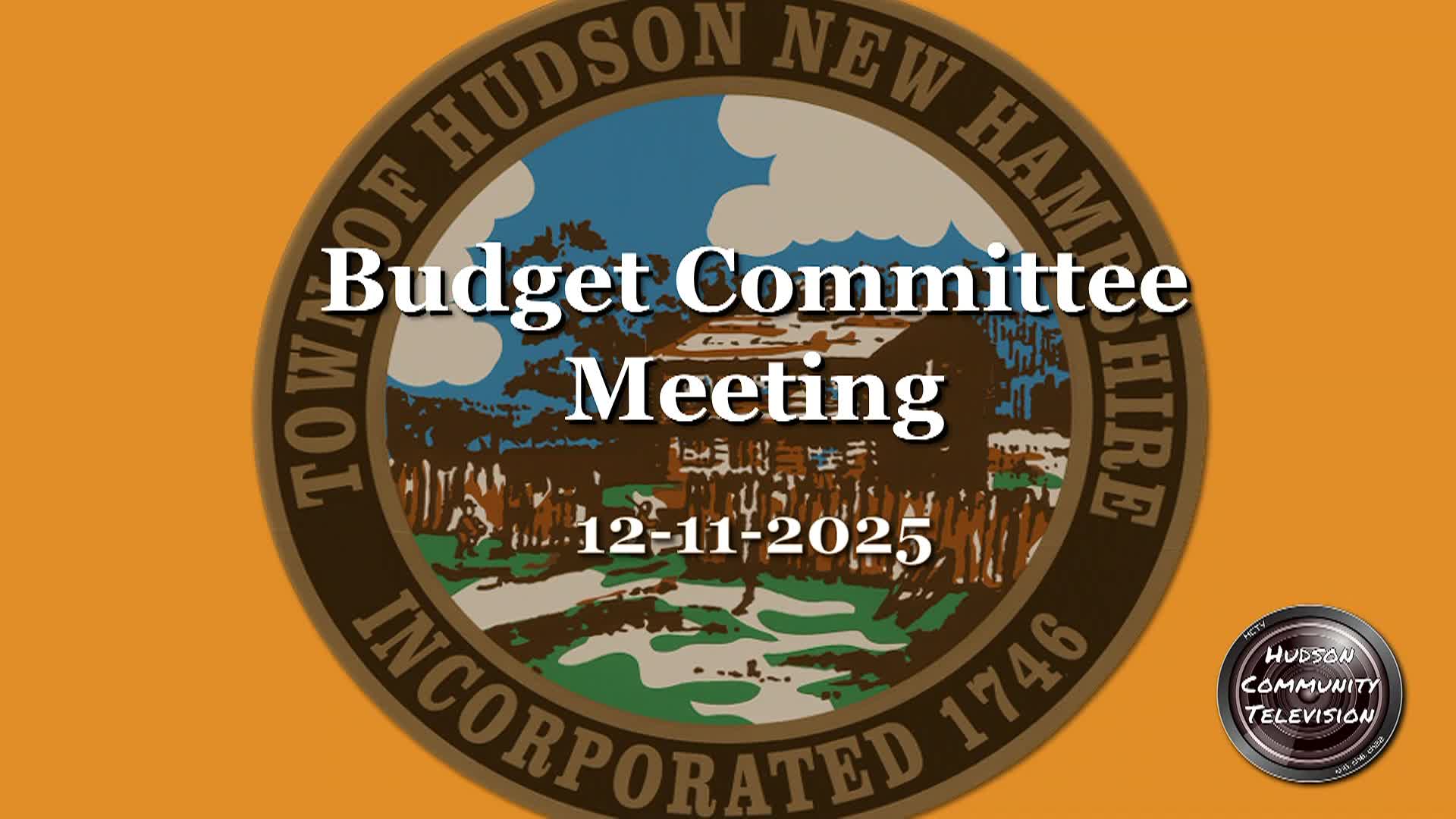 Budget Committee Meeting of 12-11-25