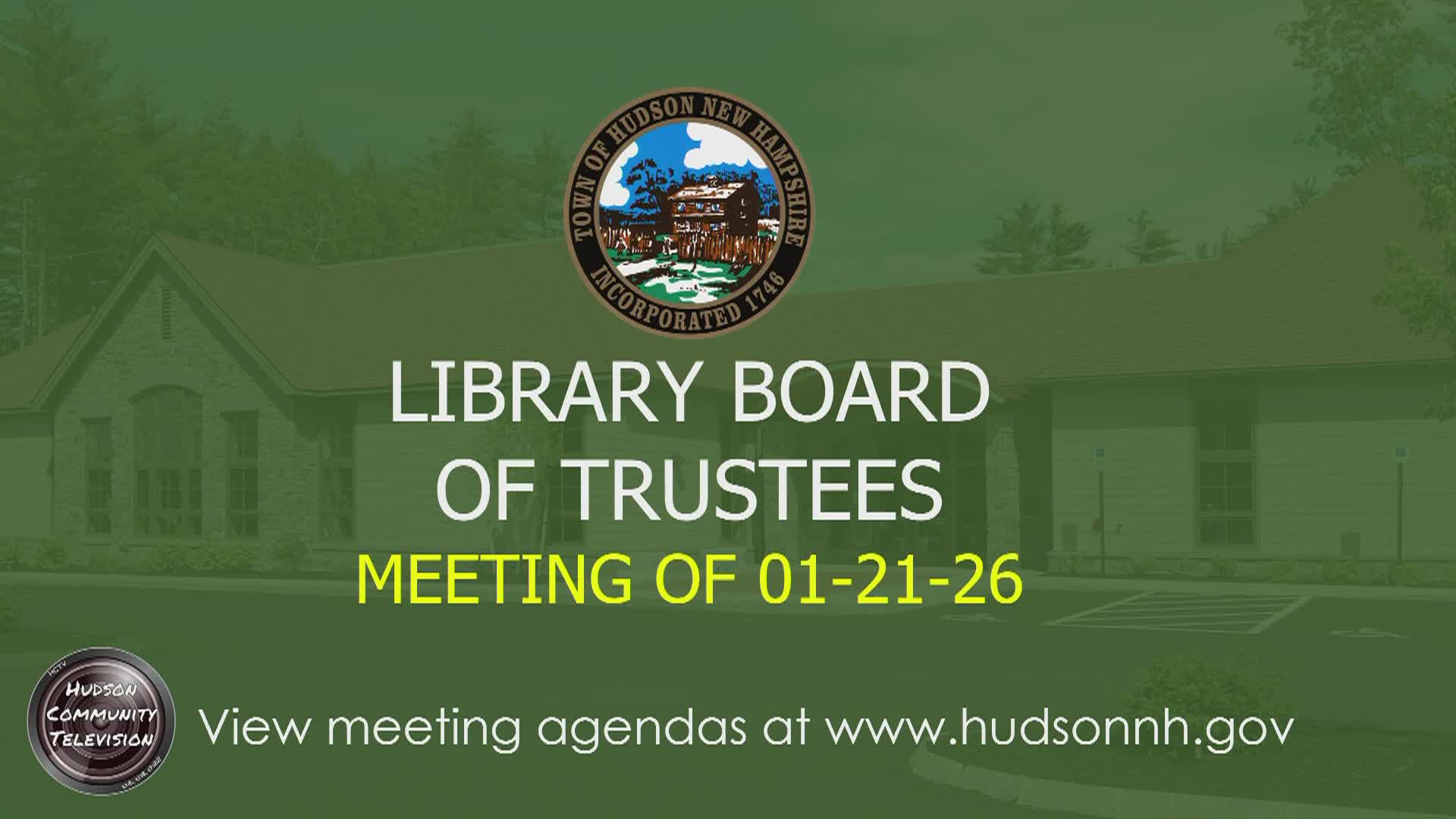 Thumbnail image for Library Trustees Meeting of 01-21-26