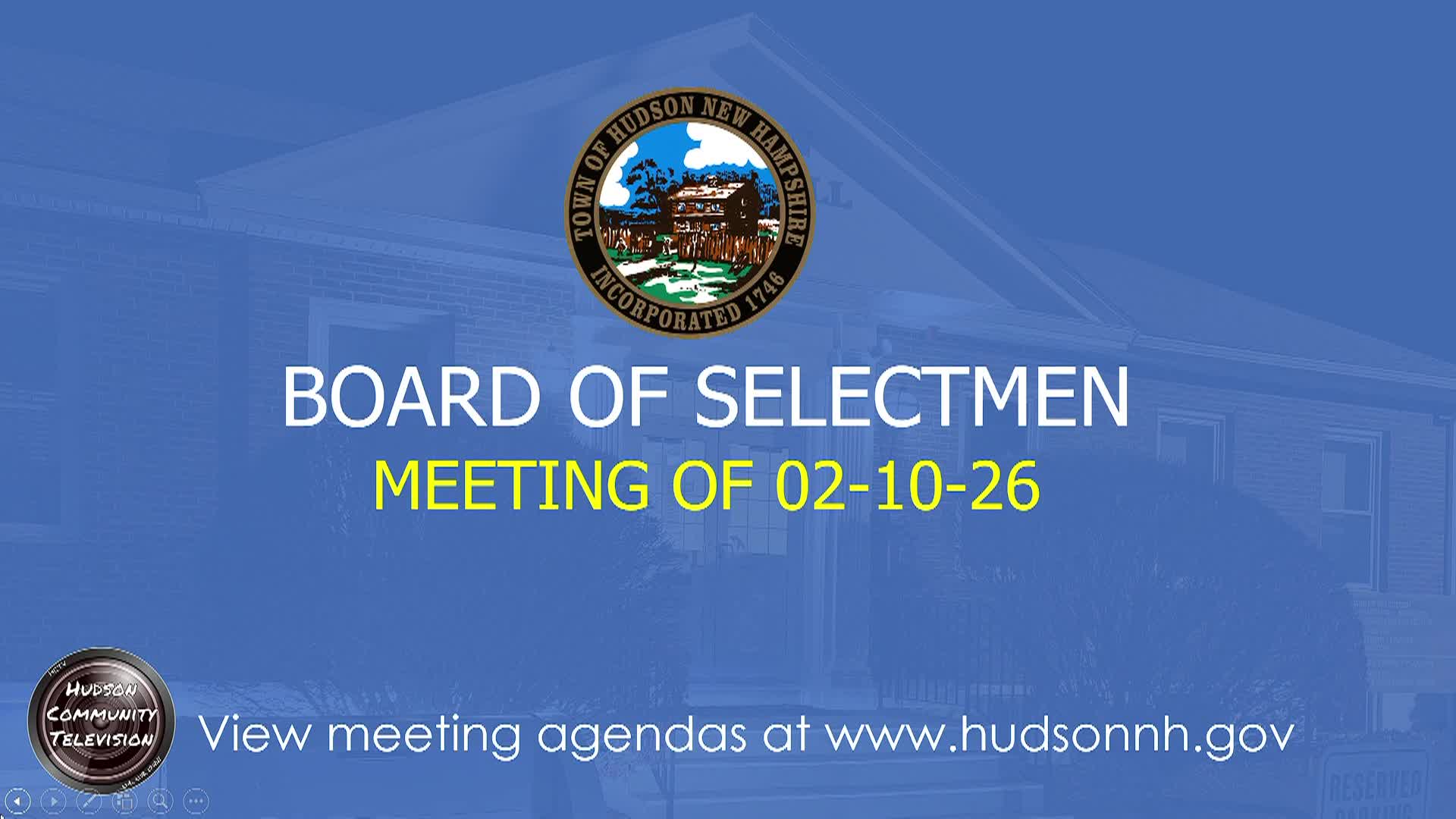 Thumbnail image for Board of Selectmen Meeting of 02-10-26