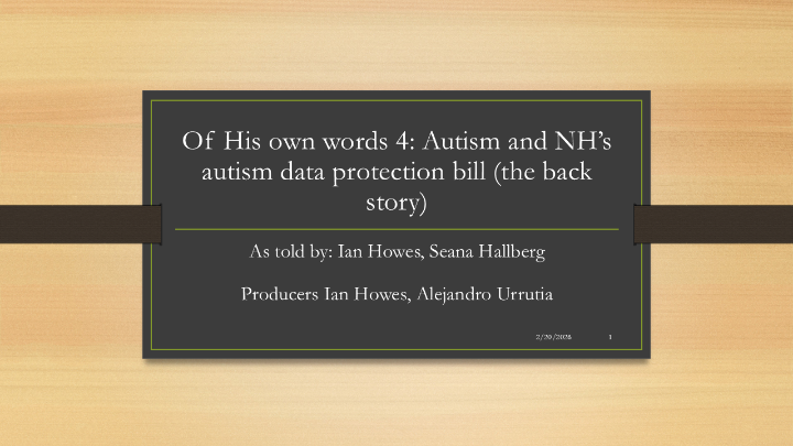 Thumbnail image for Of His Own Words Autism Awareness with Ian Howes Pt. 4
