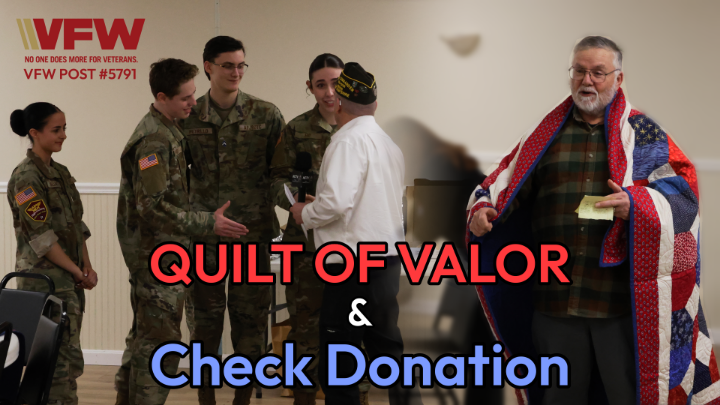 Thumbnail image for Quilt of Valor, Check Donation, & UpReach Equestrian - VFW Post 5791