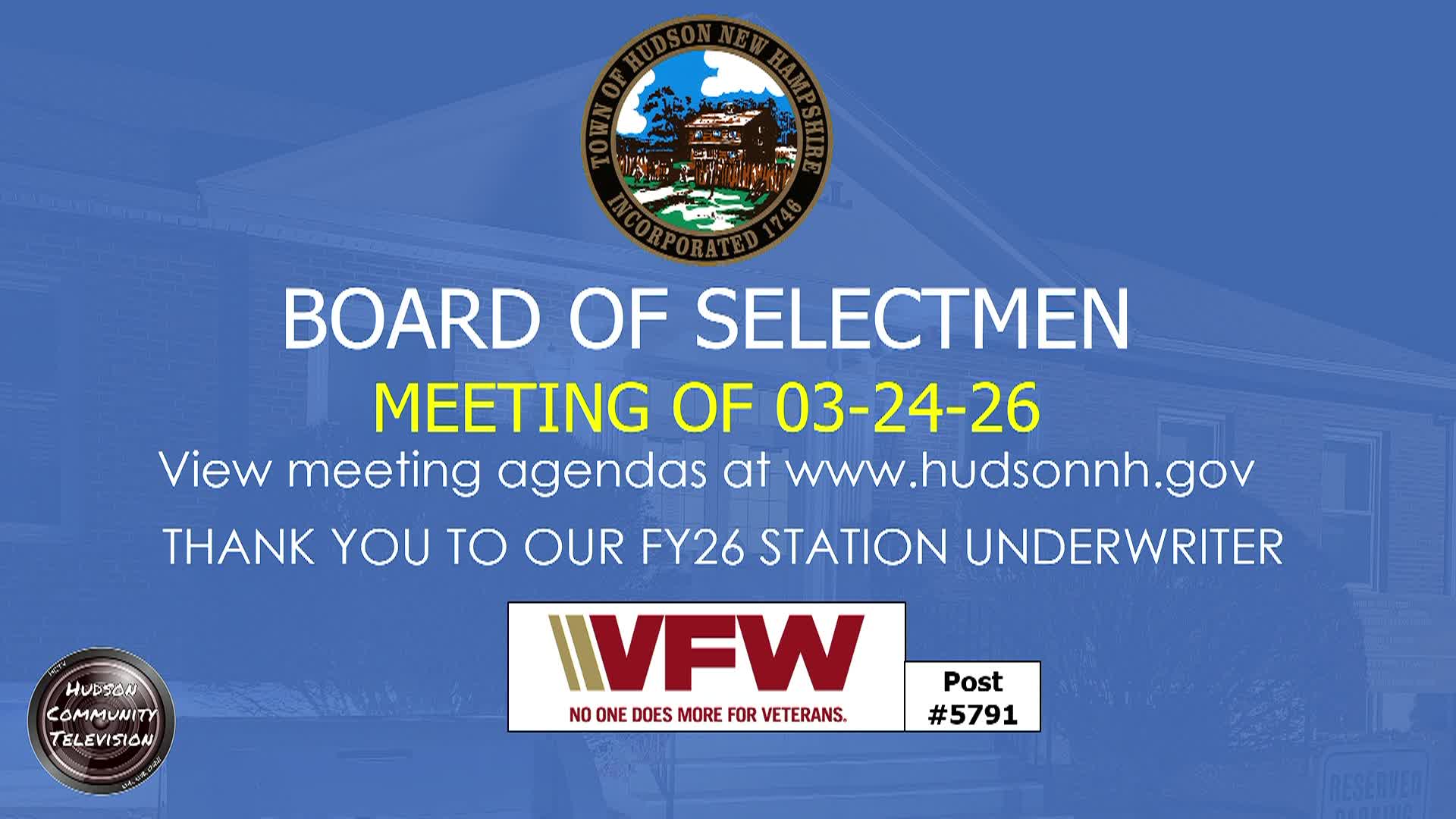 Thumbnail image for Board of Selectmen Meeting of 03-24-26