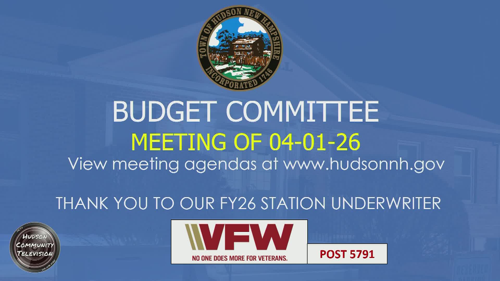 Thumbnail image for Budget Committee Meeting of 04-01-26