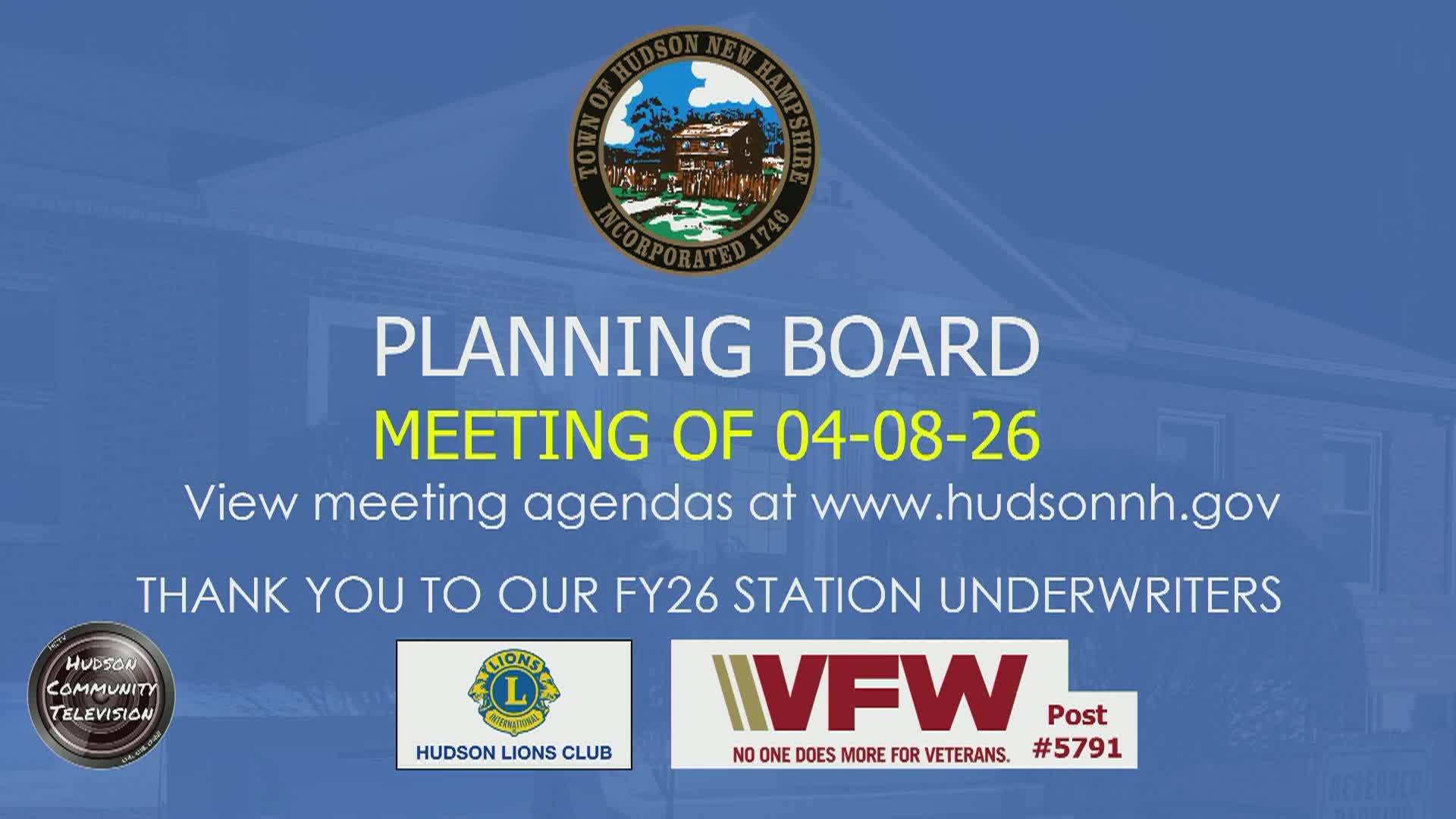 Thumbnail image for Planning Board Meeting of 04-08-26