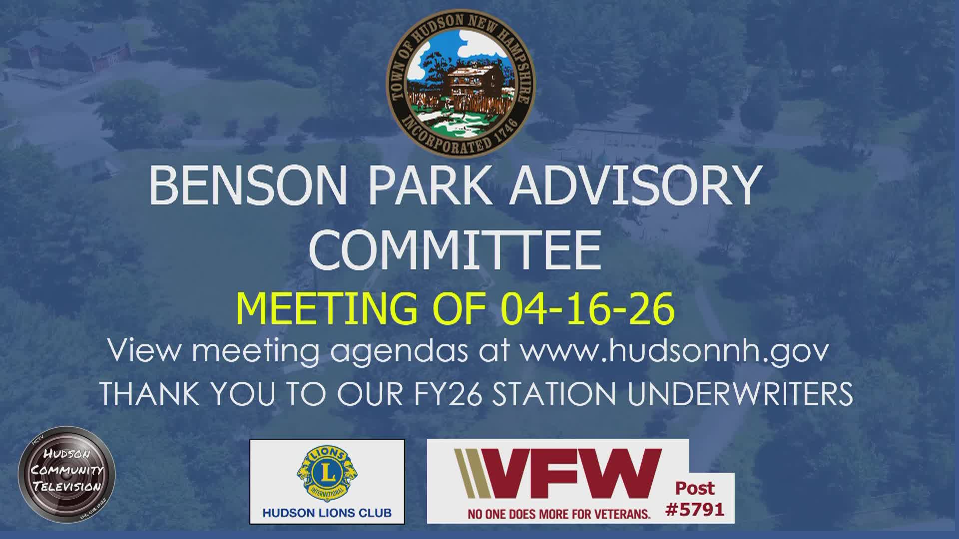 Thumbnail image for Benson Park Advisory Committee Meeting of 04-16-26