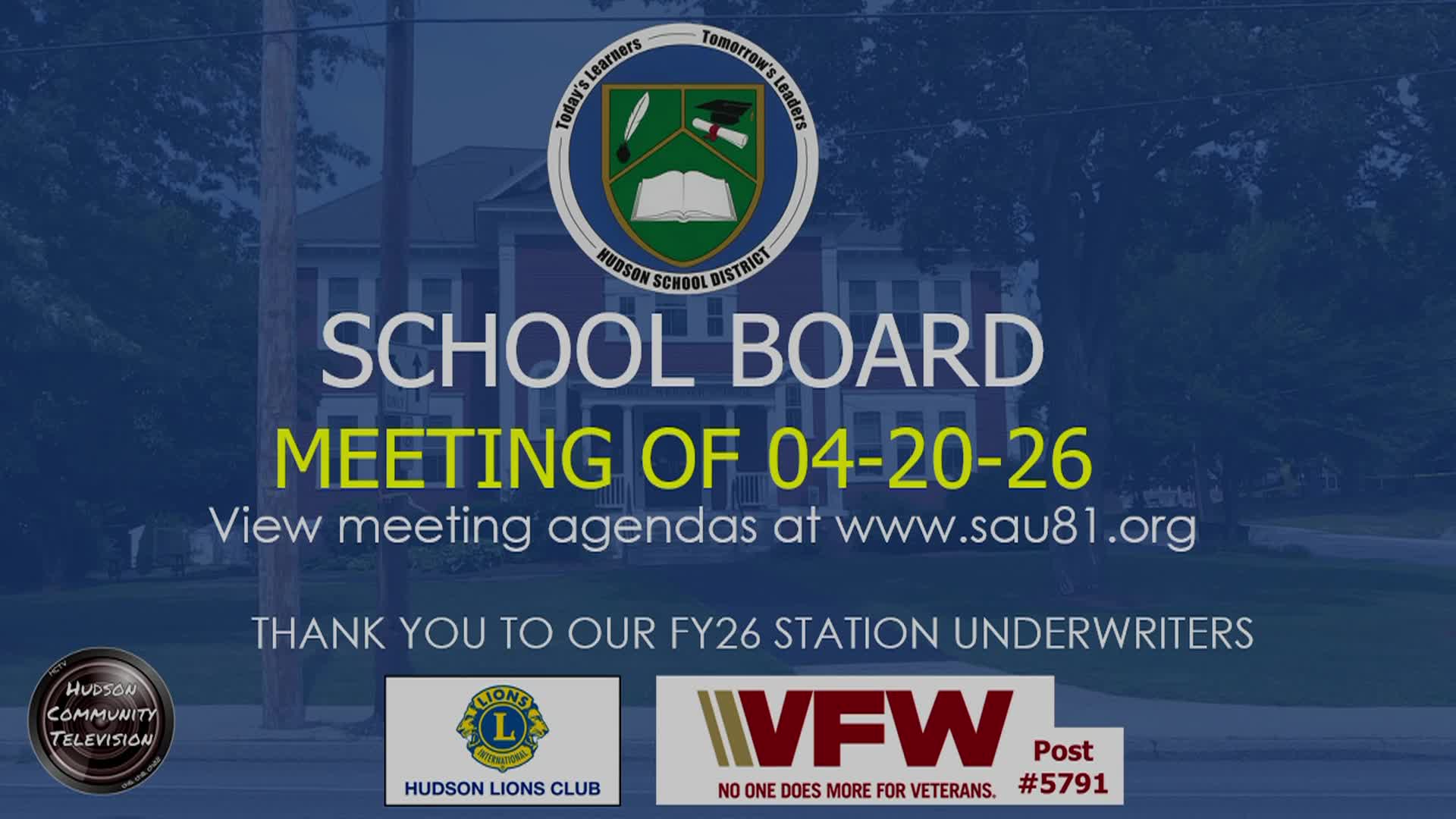 Thumbnail image for School Board Meeting of 04-20-26