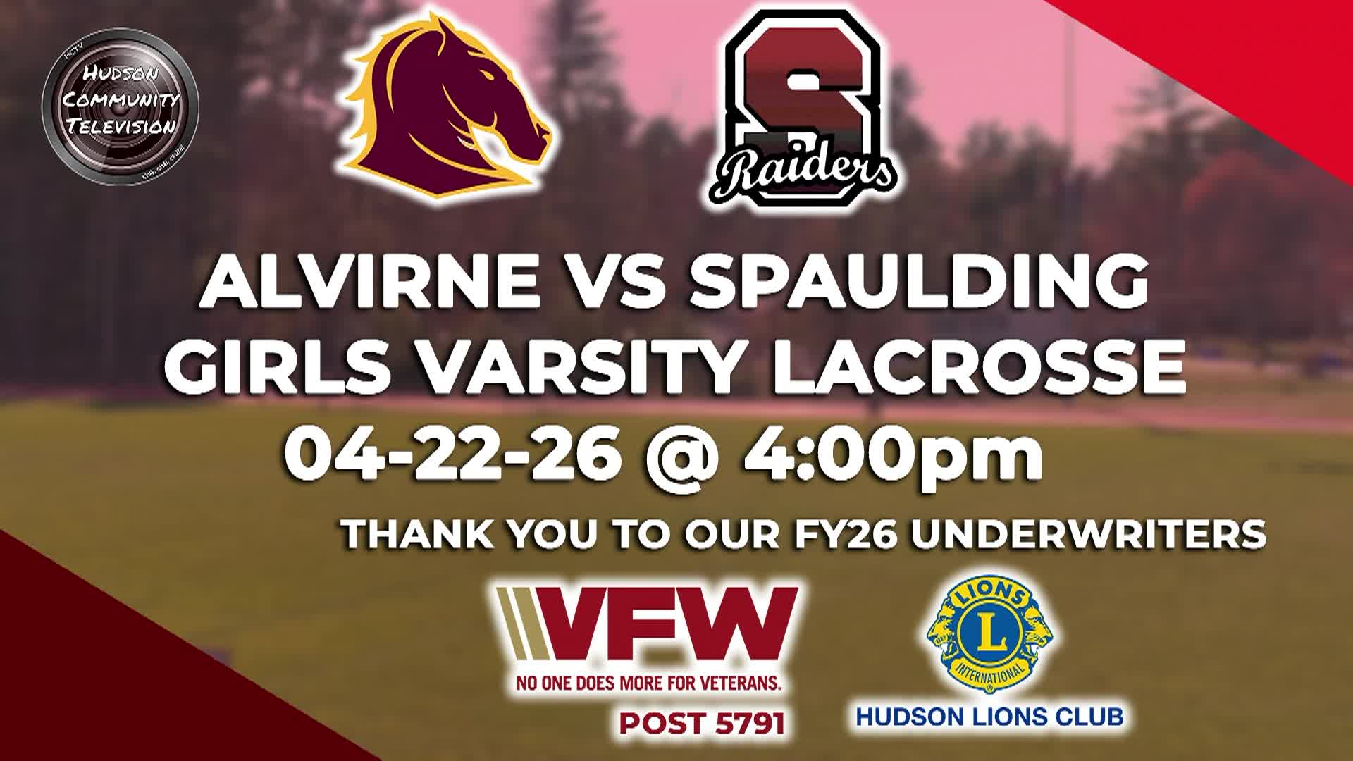 Thumbnail image for Alvirne vs Spaulding Girls Varsity Lacrosse 04-22-26