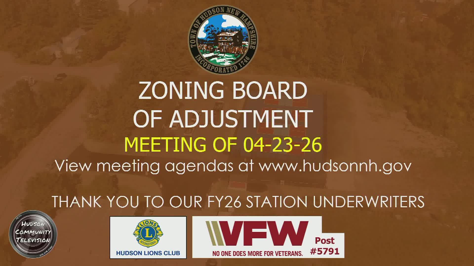 Thumbnail image for Zoning Board of Adjustment Meeting of 04-23-26