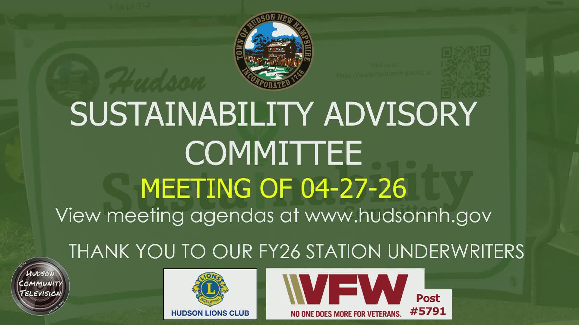 Thumbnail image for Sustainability Advisory Committee Meeting of 04-27-26