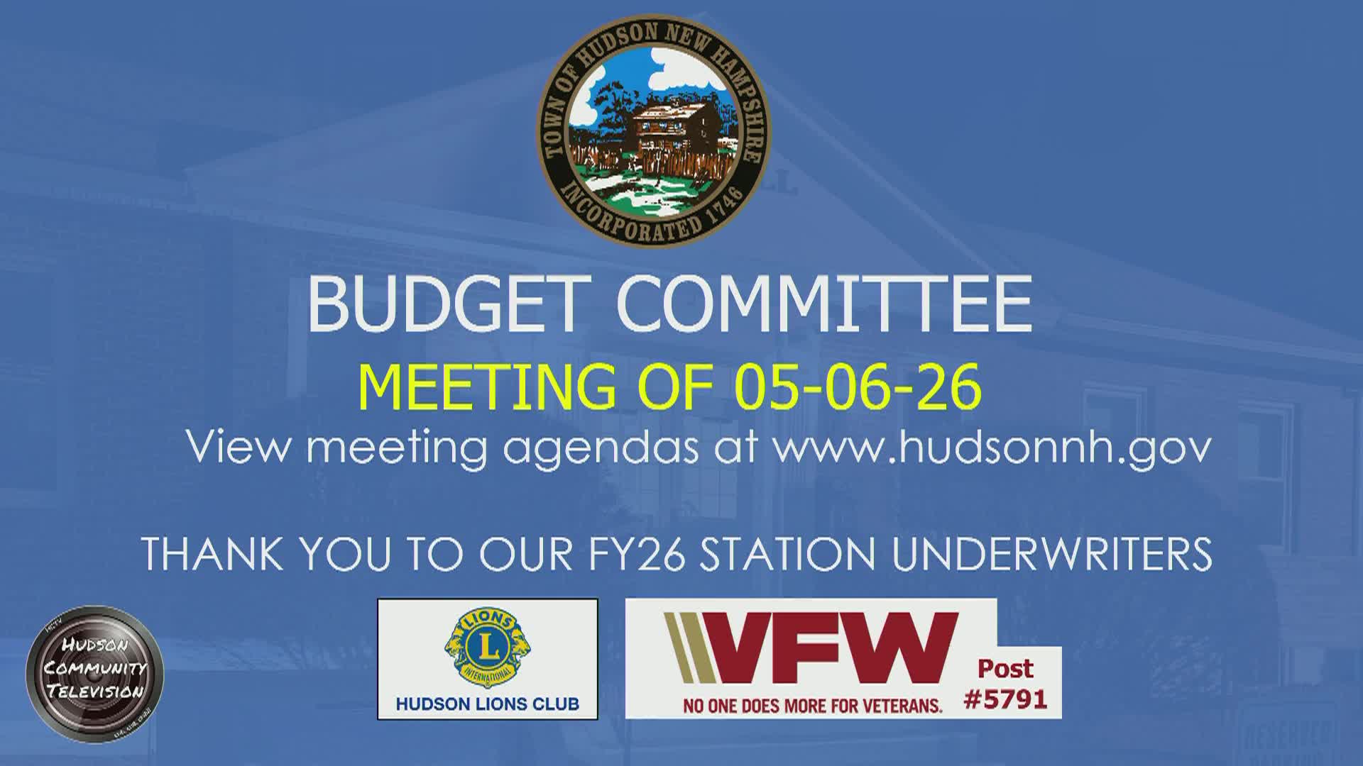 Thumbnail image for Budget Committee Meeting of 05-06-26