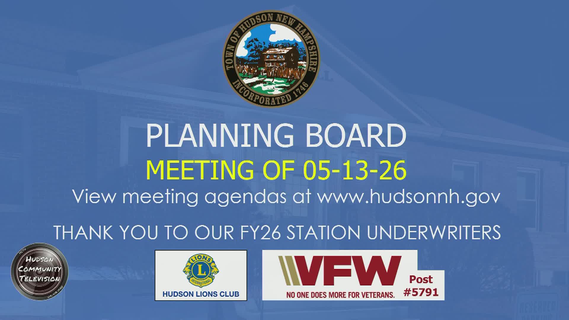 Thumbnail image for Planning Board Meeting of 05-13-26