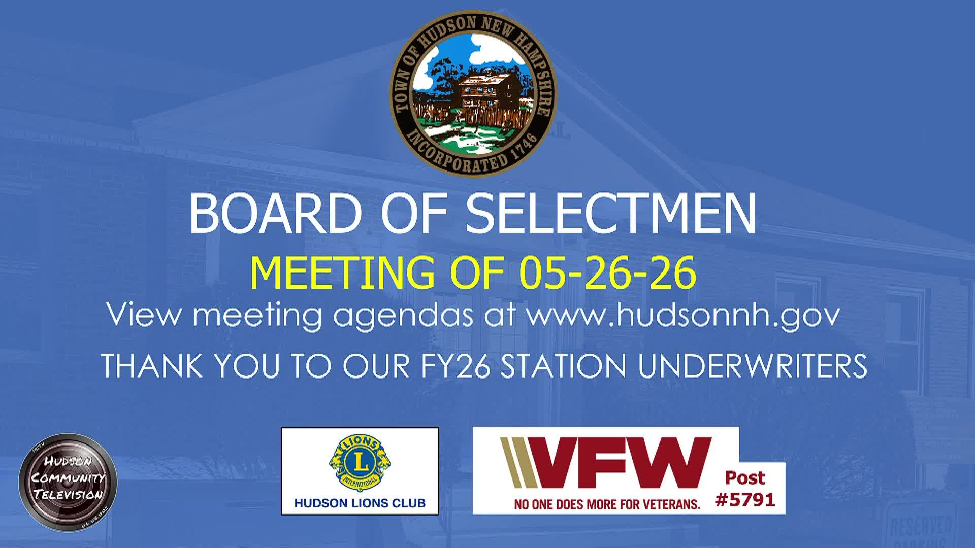 Thumbnail image for Board of Selectmen Meeting of 05-26-26