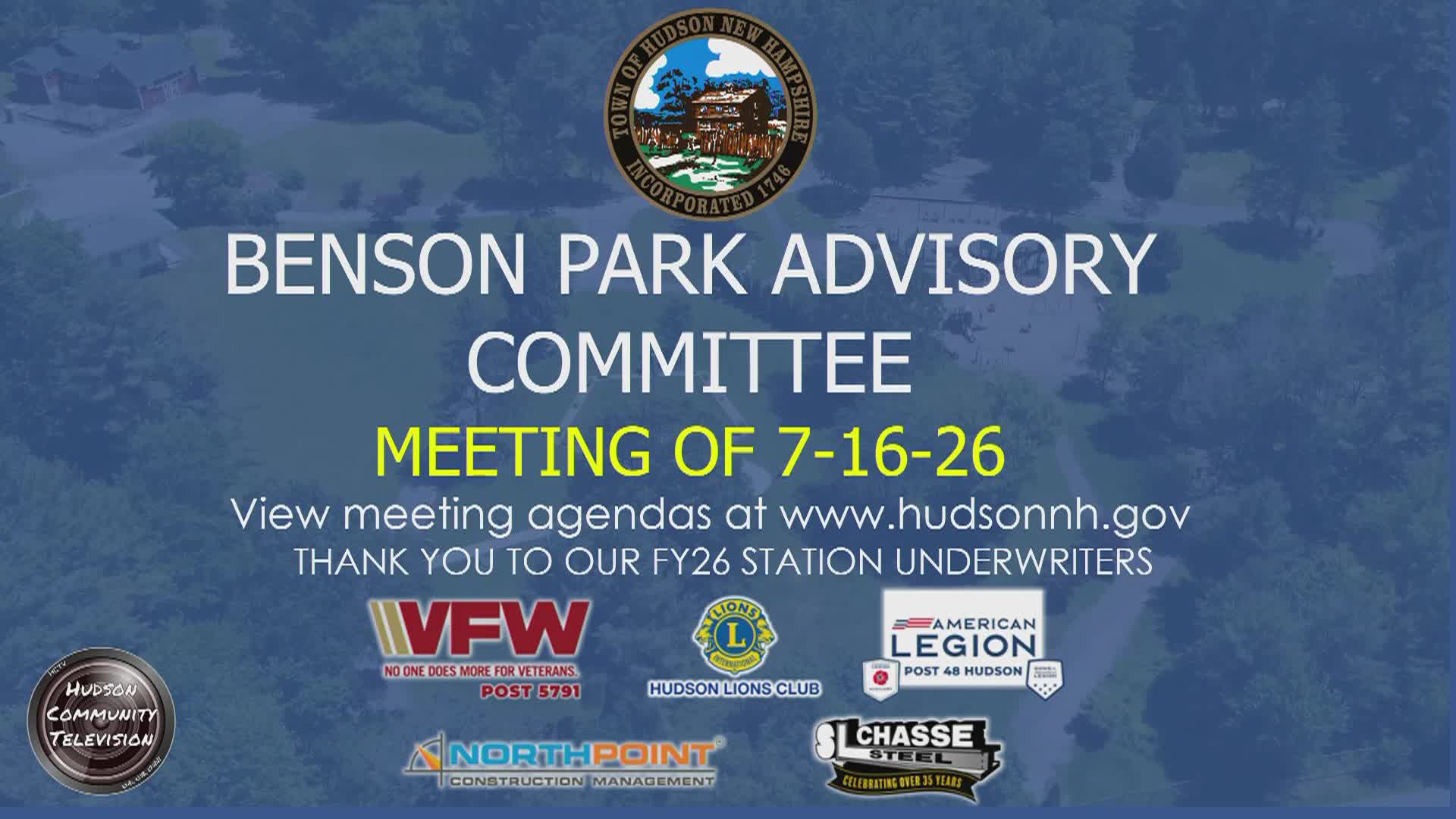 Thumbnail image for Benson Park Advisory Committee Meeting of 07-16-26
