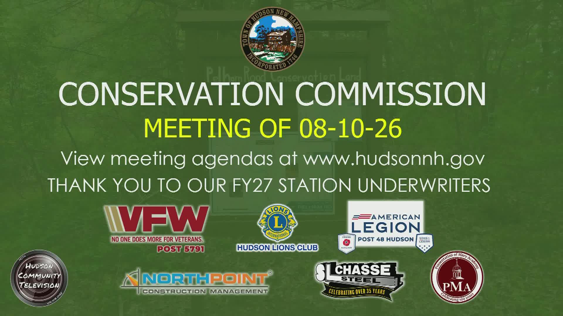 Thumbnail image for Conservation Commission Meeting of 08-10-26