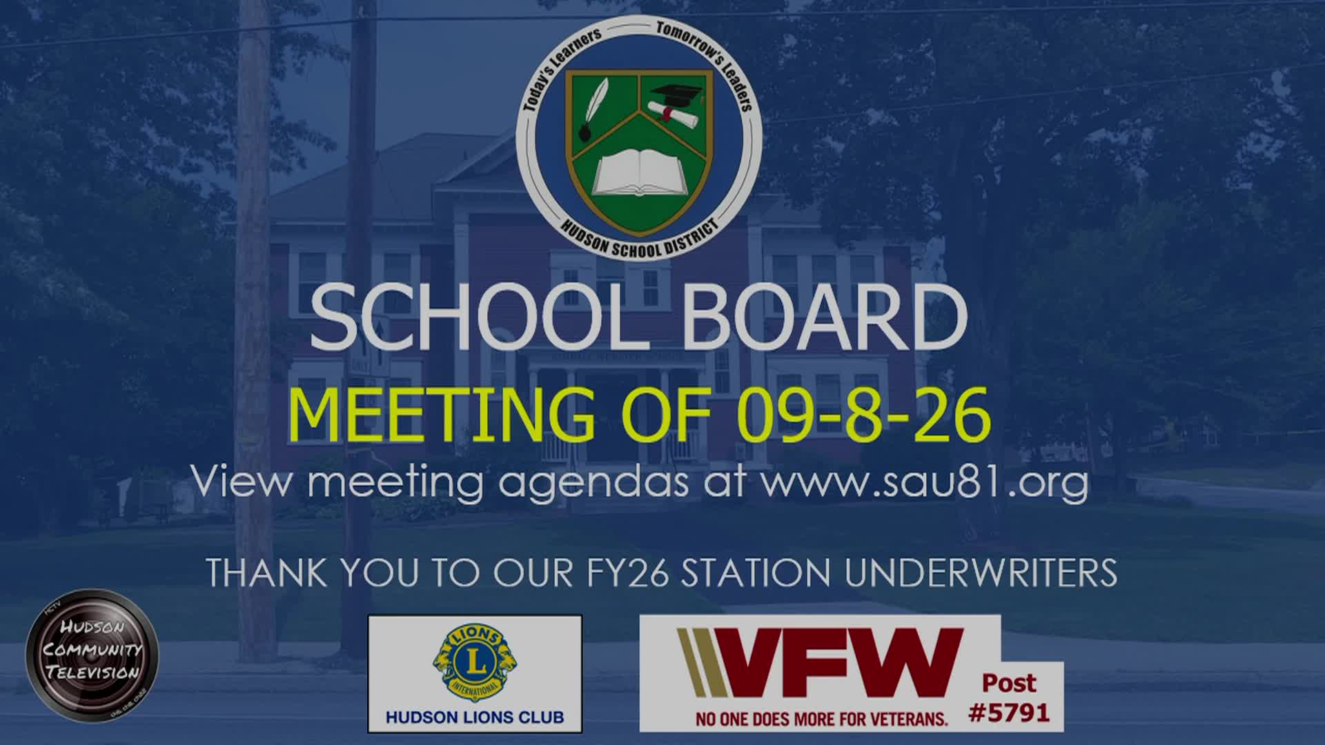 Thumbnail image for School Board Meeting of 09-08-26