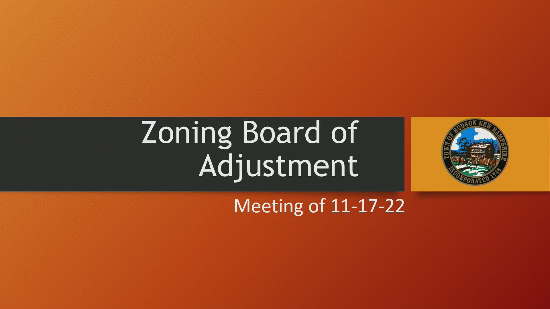 Navigate to Zoning Board of Adjustment Meeting of 11-17-22