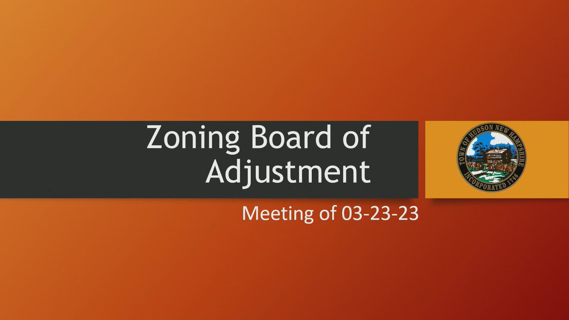 Navigate to Zoning Board of Adjustment Meeting of 03-23-23